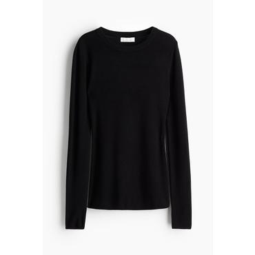 H&M 파인니트 캐시미어 블렌드 탑 블랙 1239326001