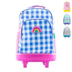 해피 체크 LED 트롤리 가방 블루 Blue Happy Check LED Lighting Trolley Backpack oddBi