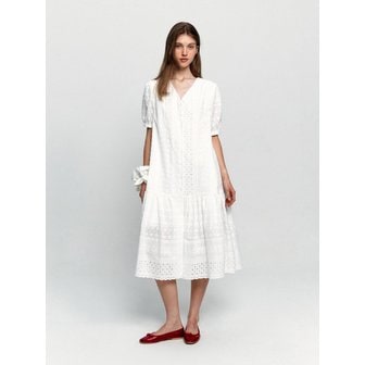 마리끌레르 브이넥 레이스 버튼 원피스(MAFBOP23MWH)