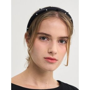 Pearl Gem Seethough Satin Hairband_Black