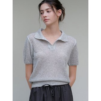 ourcomos comos 1166 open collar netting knit (melange gray)