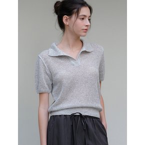 comos 1166 open collar netting knit (melange gray)