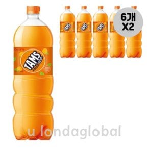 롯데 탐스 제로 오렌지 탄산 음료수 1.5L 6개 X 2