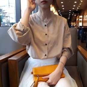 흰색 브이넥 노카라 면 텐셀 남방 루즈핏 66 77 88 빅사이즈 봄 가을 정장 이너 셔츠 블라우스