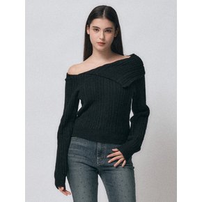 one shoulder knit [black]