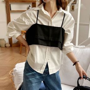 사이즈조절 레이어드 뷔스티에 뒷단추 크롭 탑 조끼 셔츠 코디 레이어링 Tb196_P417568957