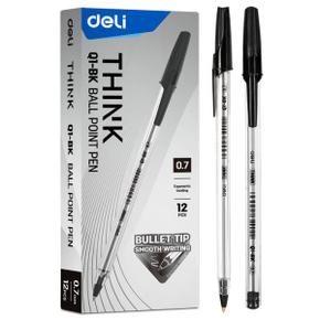 DELI EQ1 Think 투명바디 볼펜 0.7mm 청_N2147290