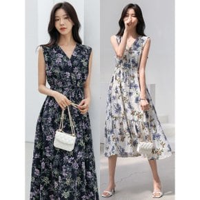 썸머 플라워 나염 나시 롱 원피스 DS4A595_P365163081