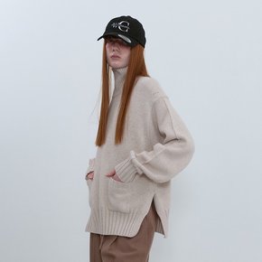 Turtleneck Raccon Knit_LIGHT BEIGE