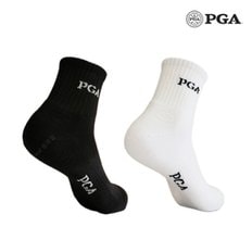 PGA 남자 스포츠 골프 양말 중목 압박 쿠션 3족 세트