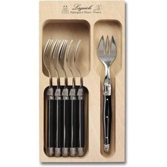  영국 라귀올 커트러리 Laguiole 6pc Cake Fork Set in CD 블랙 1709578