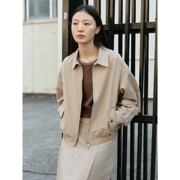 코튼 카라 블루종 점퍼_BEIGE