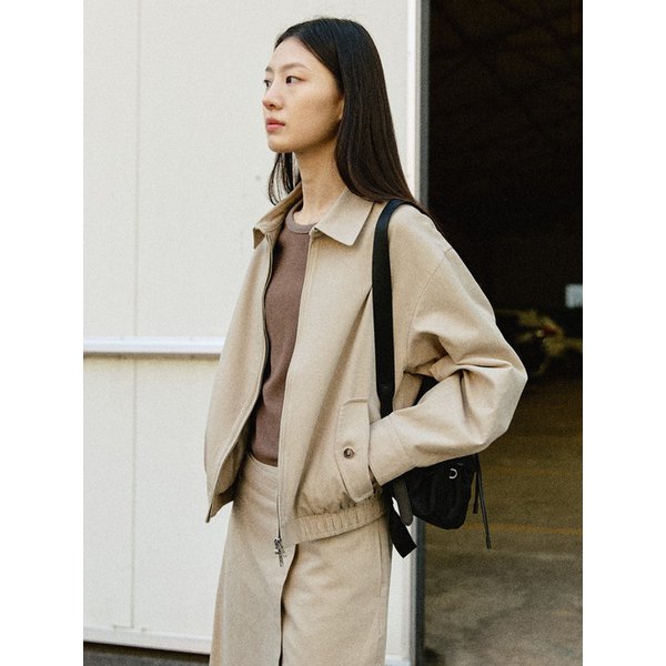 코튼 카라 블루종 점퍼_BEIGE