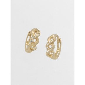 14k twisted cubic one touch ring earrings(1 pair)