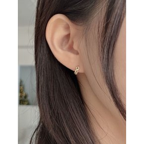 14k twisted cubic one touch ring earrings(1 pair)