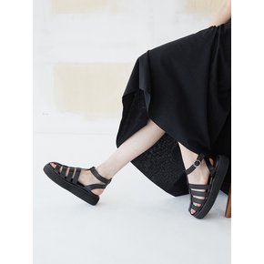 Ares Caged Sandals Leather Black