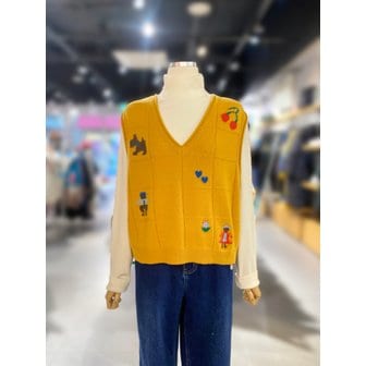 베네통 [여주점] 모티브 브이넥 니트 베스트 (BAKV58461)