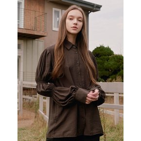 Smock shirring shirt - brown