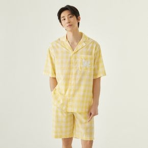 남 LOVE_50수 코튼 빅체크 반팔 파자마 셔츠(YELLOW / NAVY)