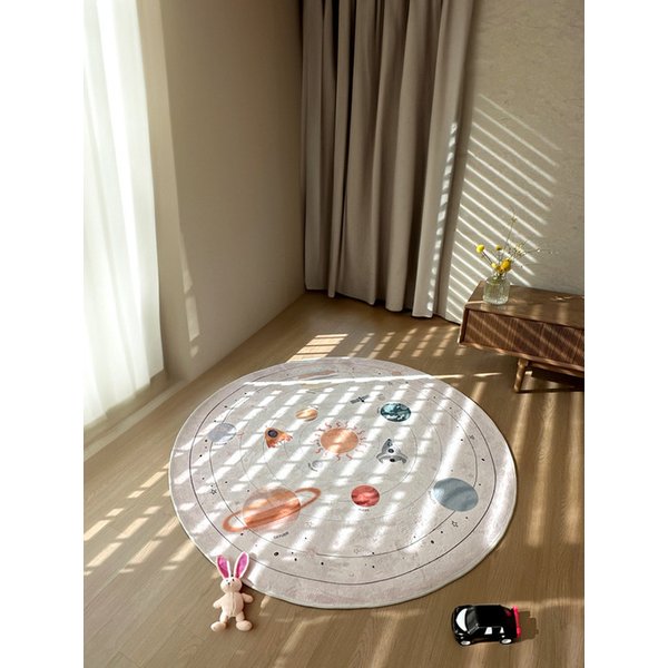 국산 사계절 아이방 원형러그 워셔블 놀이방 매트 우주 극세사 카페트