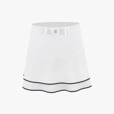 페어라이어 리본 벨트 장식 플레어 스커트 (화이트)