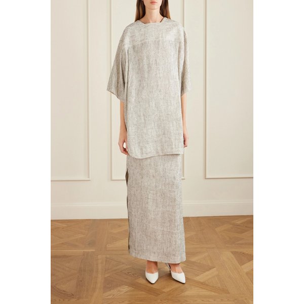 블럼 리넨 실크 블렌드 거즈 미디 스커트 46376663162973685