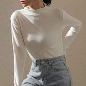 폴라티 텐셜 하프넥 목폴라 겨울 이너 여성 가을 반목 폴라티셔츠