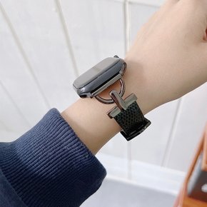 핏빗 버사1 Fitbit Versa1 22mm 호환 슬림 가죽 스테인리스 스틸 고리 스트랩