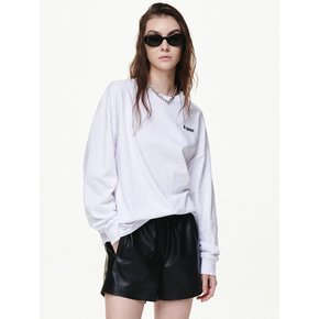 FAUX LEATHER BANDING SHORTS_BLACK