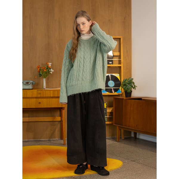 DD_Twisted crew neck knit top_MINT