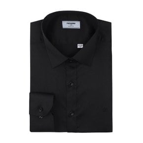 [슬림핏]다림질이편한 데일리용  P40`S SPAN 블랙 트윌 솔리드 긴팔셔츠