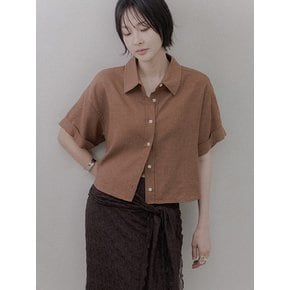 린넨 백버튼 크롭셔츠(브라운)