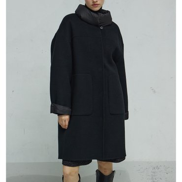 LAFEL 라펠소로브 울 블렌드 텍스처 블록 코트 LNWC433