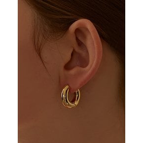 [연말 스페셜 6mm+10mm 진주귀걸이 증정] Volume line hoop ring earring