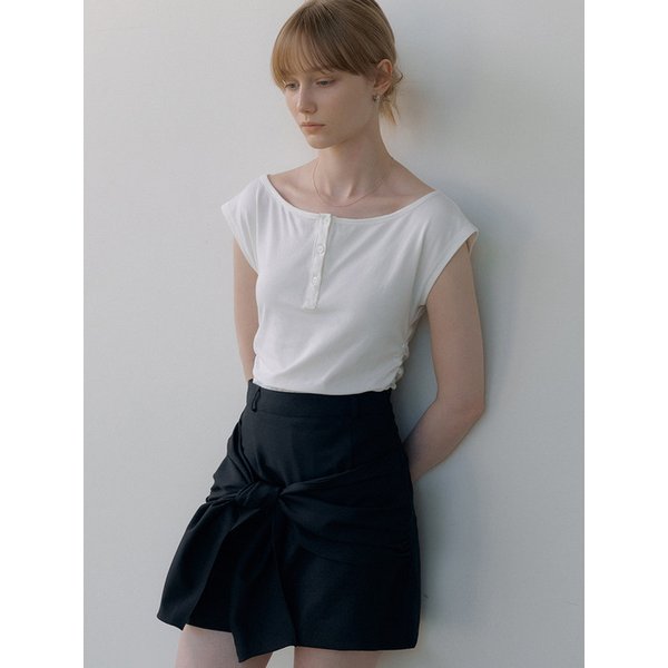 boat-neck cap sleeve T-shirt (ivory) orc 6012