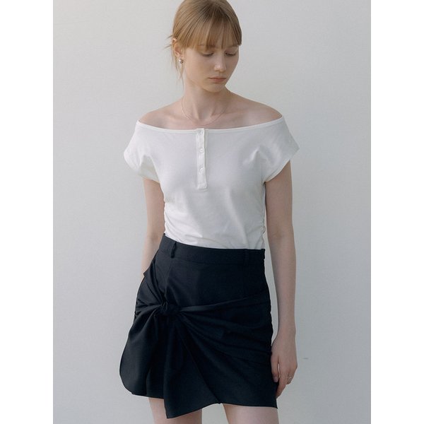 boat-neck cap sleeve T-shirt (ivory) orc 6012