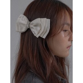 Crystal Buckle Satin Ribbon Hairpin_Cream