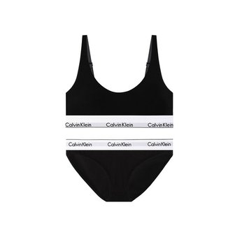 Calvin Klein Underwear 여성 모던 코튼 AF 브라렛+팬티 세트 QF7586+F3787 BLACK_P367978644