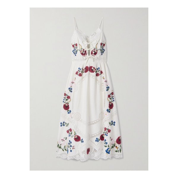 셀리아 브로드리 앙글레즈 코튼 리넨 혼방 미디 드레스 크림 46376663162873804