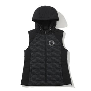 W GN LOGO PATTERN HOOD DOWN VEST (LQ3IV05F)