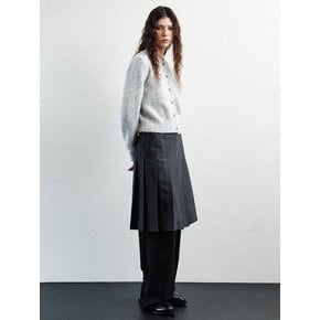 wool pleat layered skirt (charcoal)