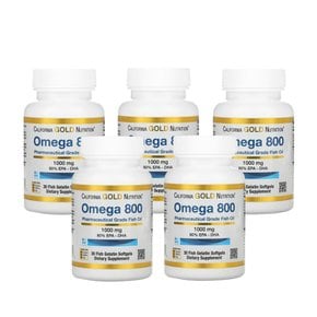 CGN 오메가800 피쉬 오일 EPA DHA 80% 트라이글리세라이드 1000mg 30정 오메가3지방산 5통