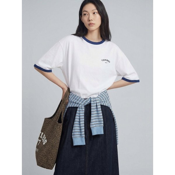 프린팅 링거 반팔 티셔츠_화이트 9176322995