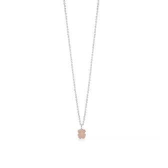 TOUS 실버 앤 패시티드 로즈 쿼츠 토스 컬러 네크리스/ Silver and faceted rose quartz/ 215434550