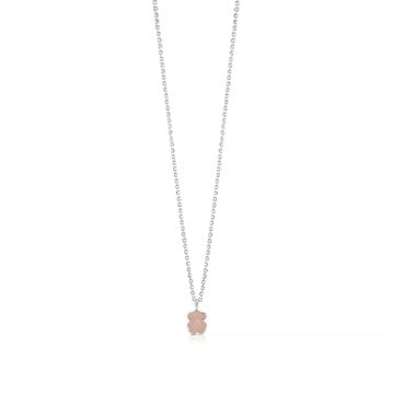 TOUS 실버 앤 패시티드 로즈 쿼츠 토스 컬러 네크리스/ Silver and faceted rose quartz/ 215434550