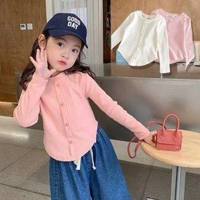 둥근크롭 여아동 긴팔 골지티셔츠 205595