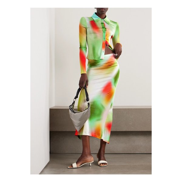 시에드레스 릴트 타이다이 저지 미디 스커트 그린 1647597333121660