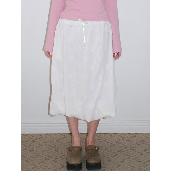 Dot Balloon Multi Skirt_WHITE