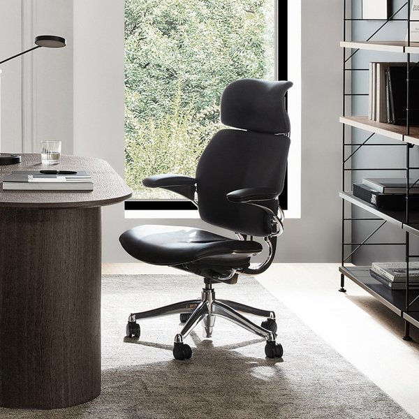 프리덤 가죽체어 헤드형_블랙