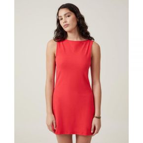 5016855 Cotton On Bella Boat Neck Mini Dress - Scarlet Red